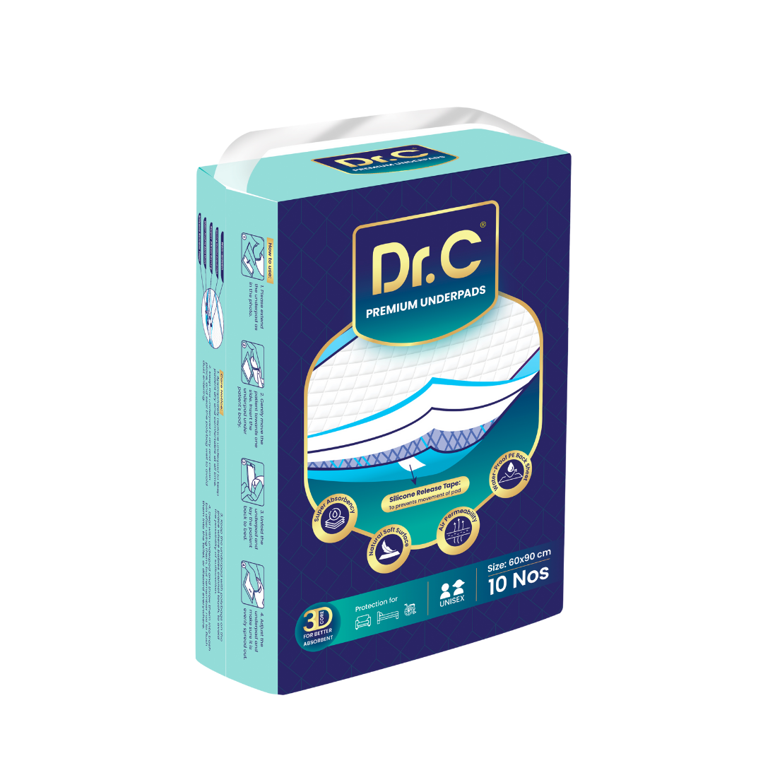 Dr.C (Doctor’s Choice) Premium Adult Underpads, Leak Proof Protection, Unisex, 60 x90 cms - Chennai Diapers